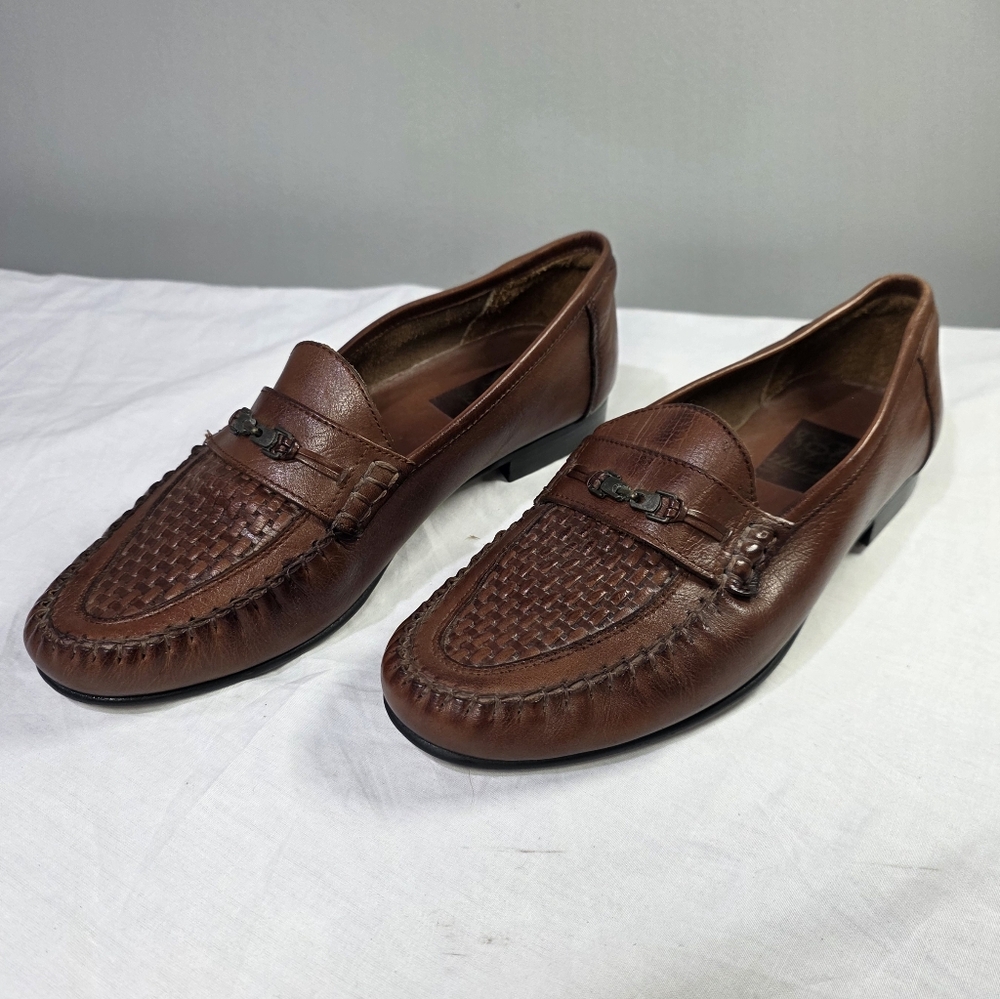 Duca Slip On Woven Brown Leather Loafers.  42